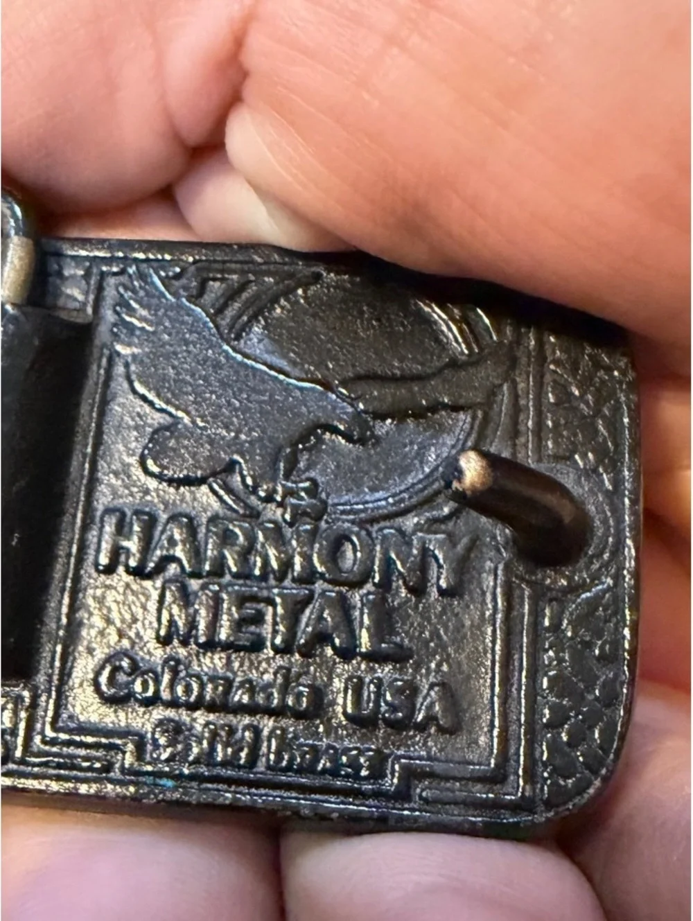 Harmony Metal Colorado USA Solid Brass Eagle Belt Buckle Leather Belt